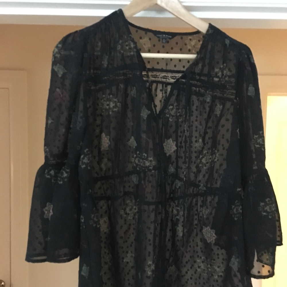 Lucky brand sheer floral peasant blouse